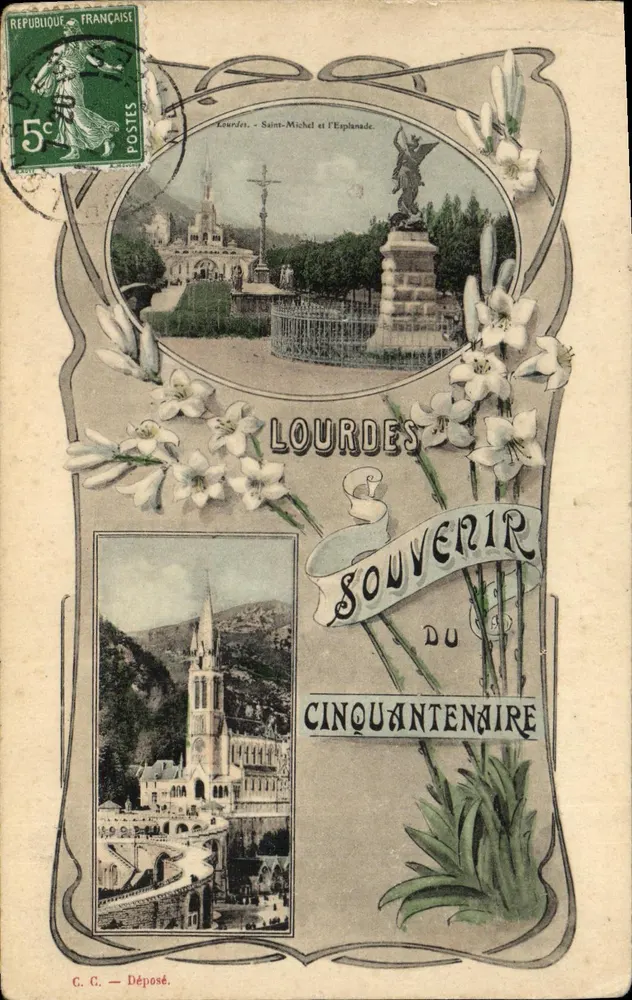 Lourdes — Saint-Michel et l'Épîlanade — C. C. — Déposé. - Frente