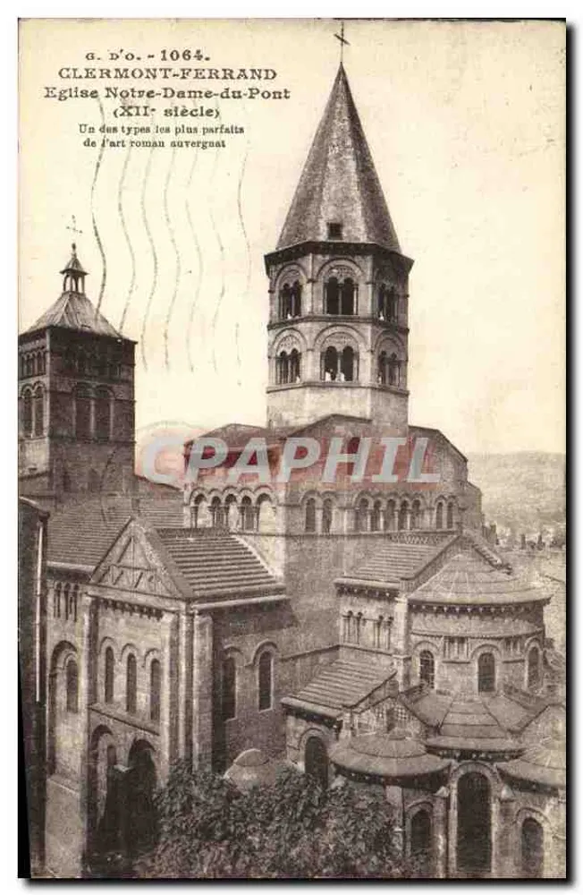 Clermont-Ferrand — Igreja de Nossa Senhora do Pont (século XII) — J. Gouttefanges, editor (P.-de-D.) - Frente