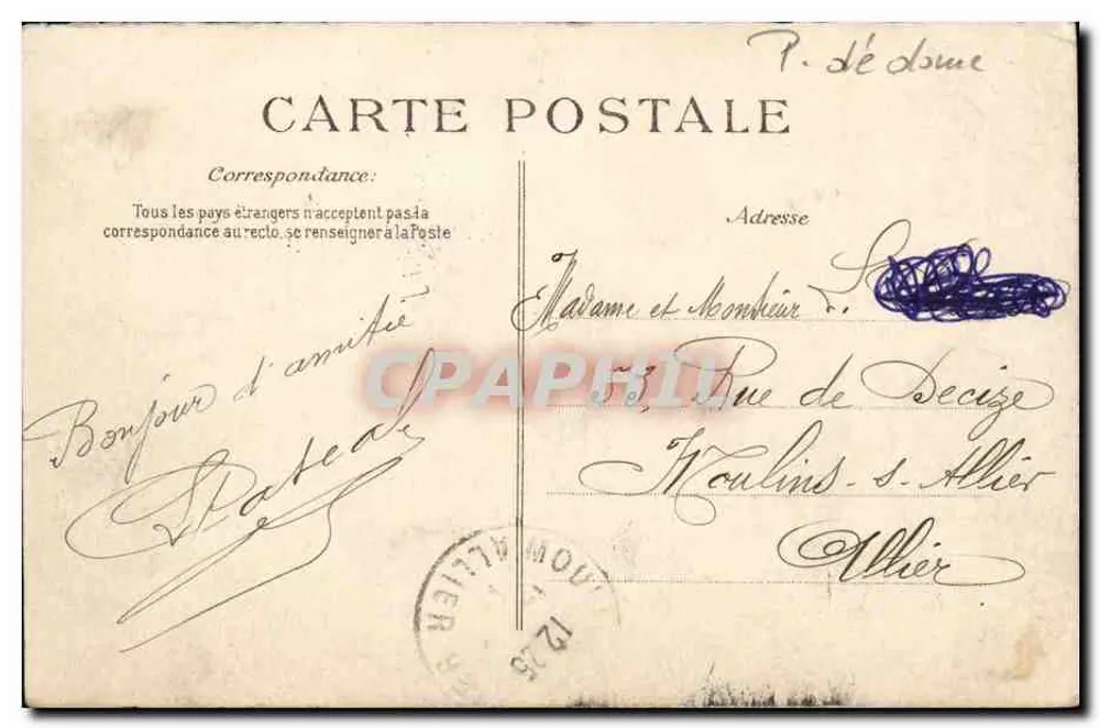 Clermont-Ferrand — Fontäne auf dem Platz Delille — Verlag ELP - Rückseite