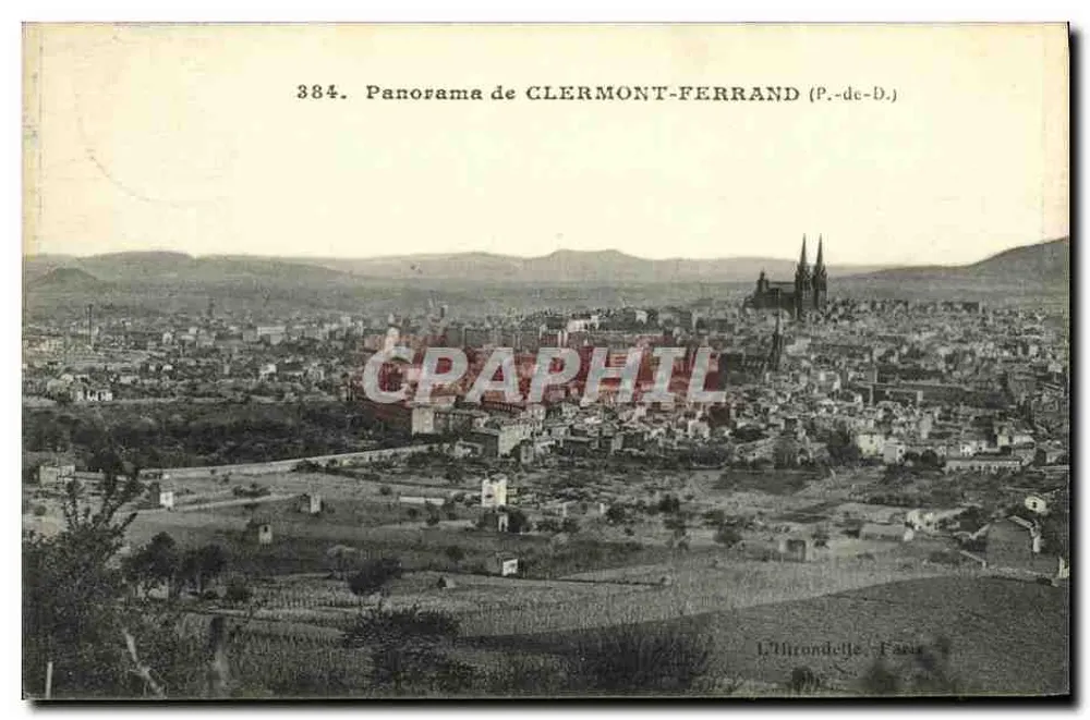 Panorama de CLERMONT-FERRAND (P.-de-D.) — vista desde L'Étrondelle — editor L'Étrondelle, Paris — n° 3884 - Frente