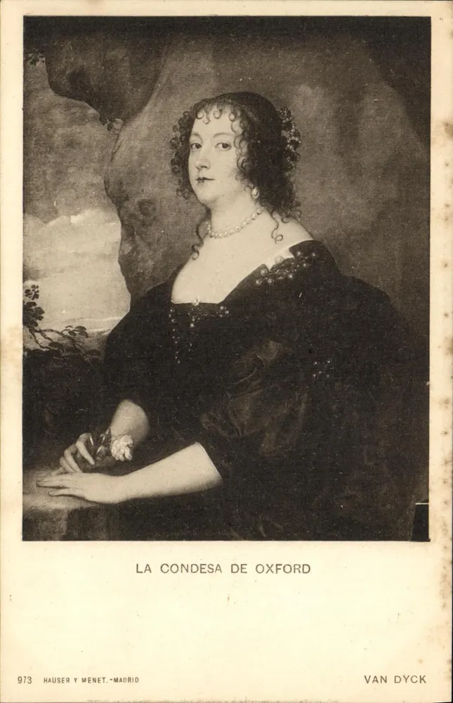 La Condessa d'Oxford — ritratto di Van Dyck — editore Hauser y Menet, Madrid, n. 973 - Recto