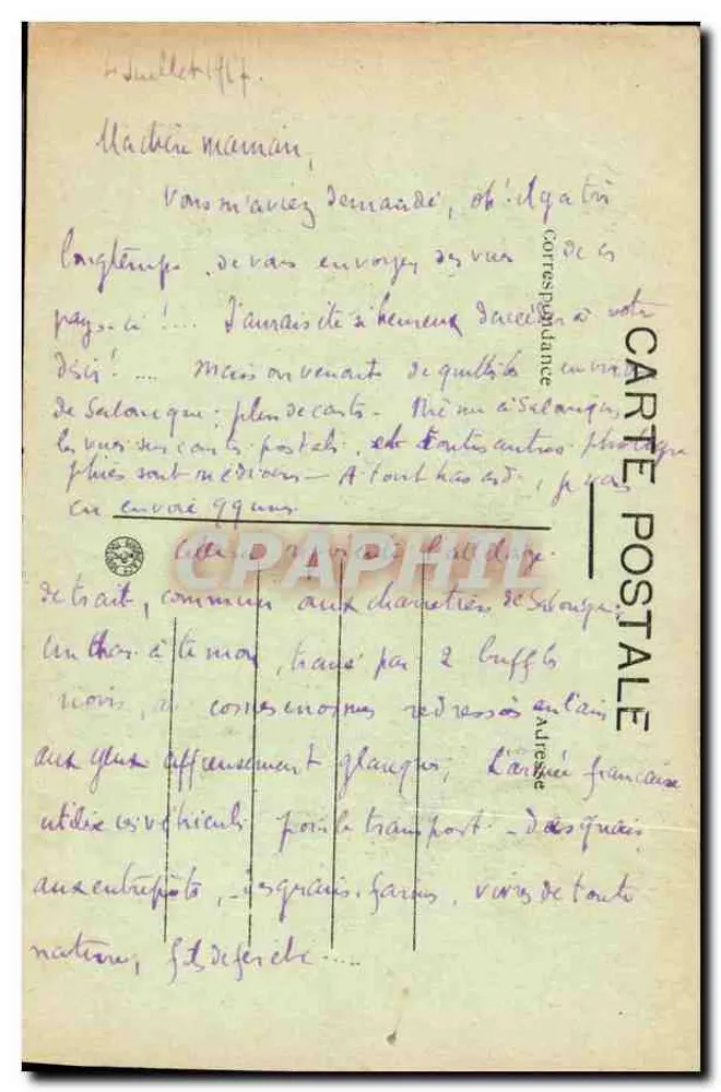 Salonique — Carro de Feno — Edit. Roller, Lyon, n° 319 - Verso