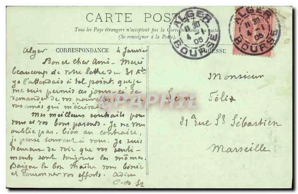 Argel — Palacio Consular y la Armada — LL. - Reverso