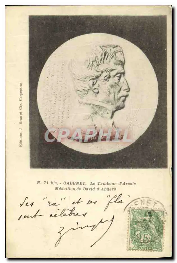 Gadenet, Der Trommler von Arcole — Medaille von David d'Angers — Editions J. Brun et Cie, Carpentras, Nr. 71 bis - Vorderseite