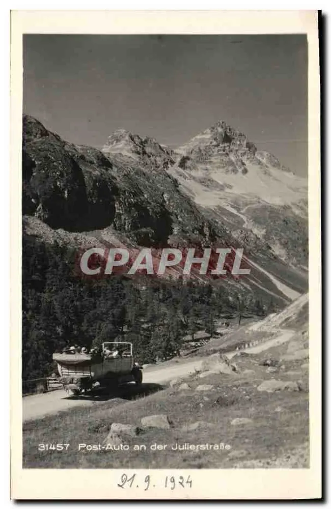 Post-Auto an der Julierstraße — 21.9.1924 — Wehrli Verlag, Kilchberg ZH - Awers