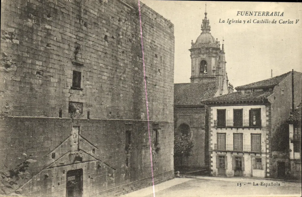 Fuenterrabia — Ansicht der Kirche und des Schlosses von Karl V — La Española — n° 15 - Vorderseite