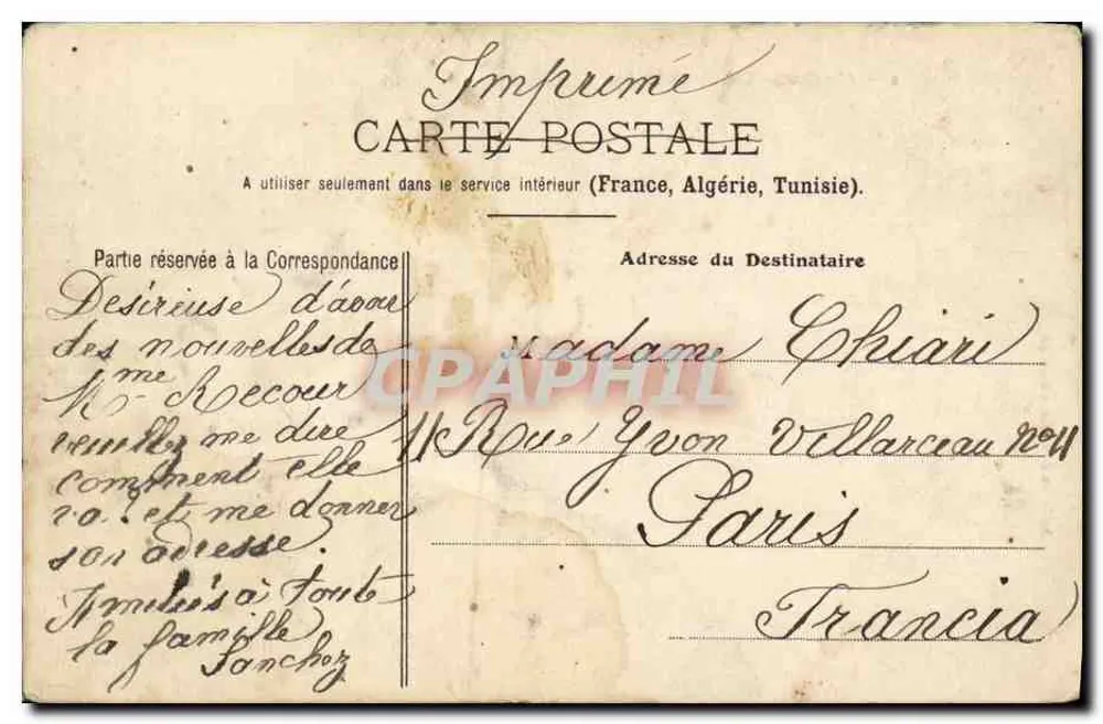 Hendaye — Castelo de Abbadia — Editor impressor postal - Verso