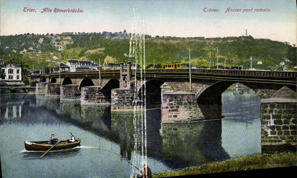 Trier. Alte Römerbrücke. — Ancien pont romain — éditeur JACOB HIRON POSTKARTEN EN GROS KUNST-VERLAG TRIER A.D. MOSEL - Frente
