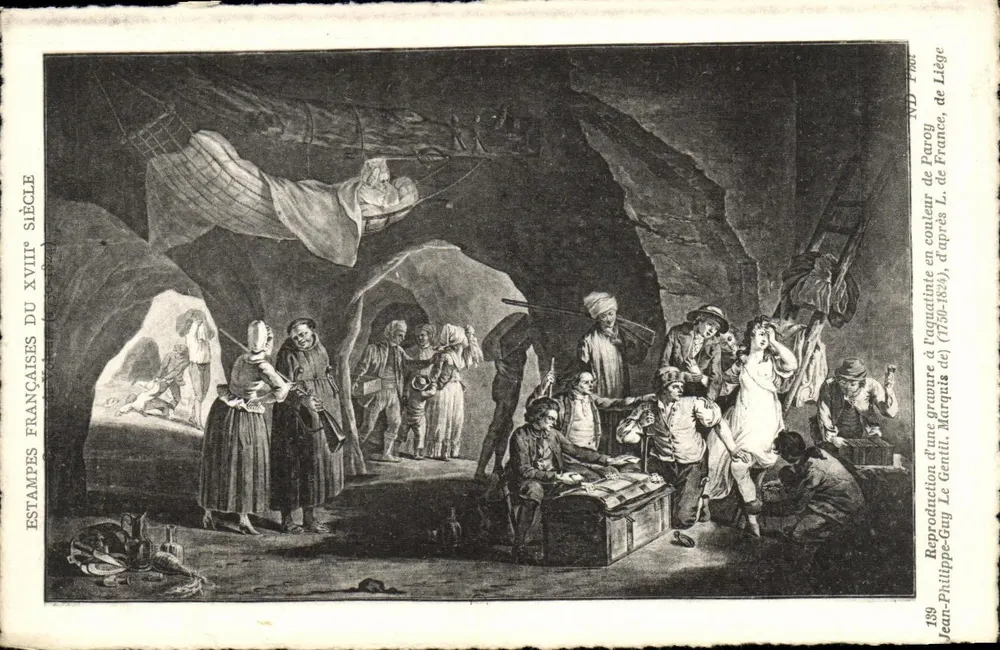 Cena de mina em Liège — Reprodução de uma gravura de Jean-Philippe-Guy (1750-1829) — Editor ND Frac - Frente