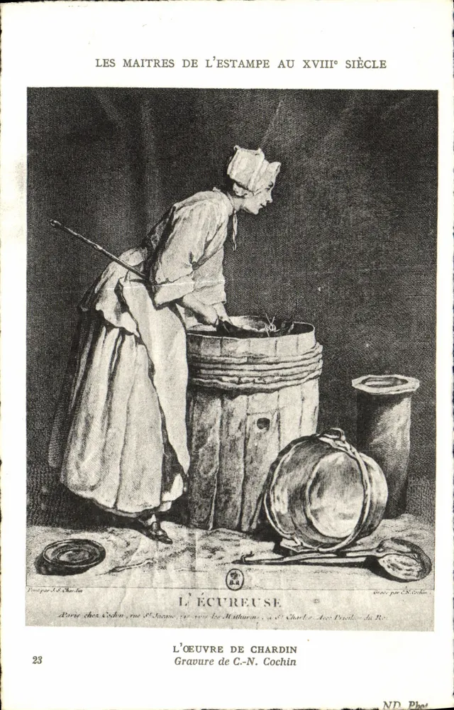 Die Milchmaid — Kupferstich von C.-N. Cochin — Meister der Kupferstiche im 18. Jahrhundert - Vorderseite