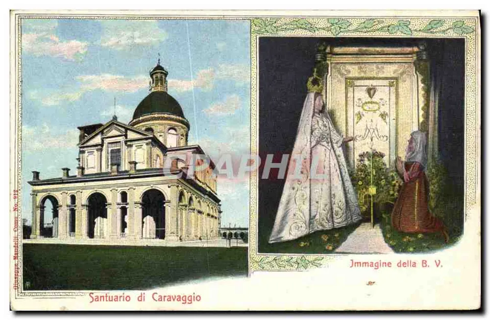 Santuário de Caravaggio — Imaculada Conceição — Editor: Giuseppe Mandelli, n° 412 - Frente