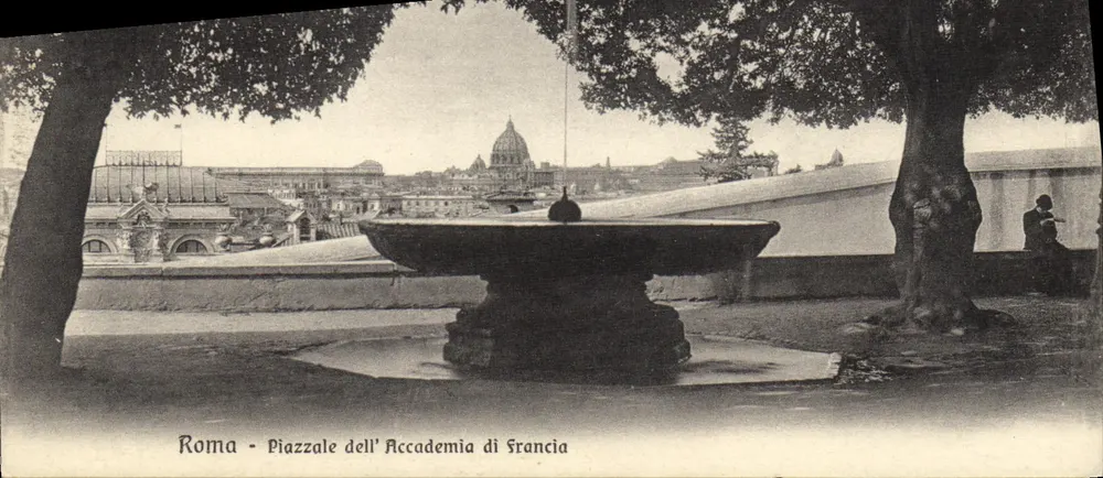 Rom - Piazzale dell'Accademia di Francia — Ansicht der Fontäne und des Doms von St. Peter - Vorderseite