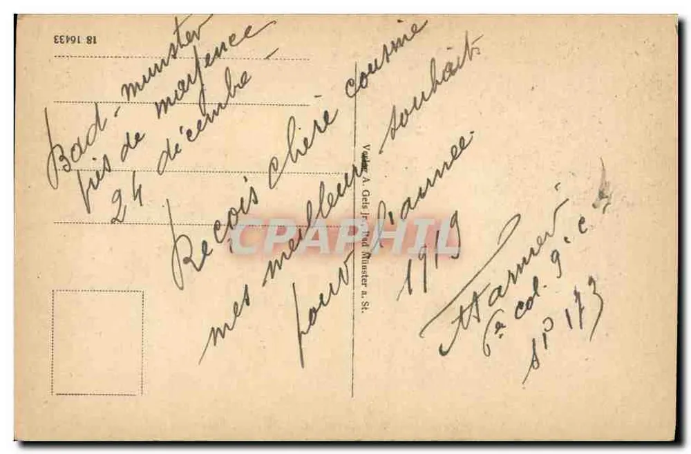 अल्टे बॉमबर्ग के अवशेष बैड मुन्स्टर ए. स्टीन — प्रकाशक A. Geis, संख्या 18 16433 - पीछे
