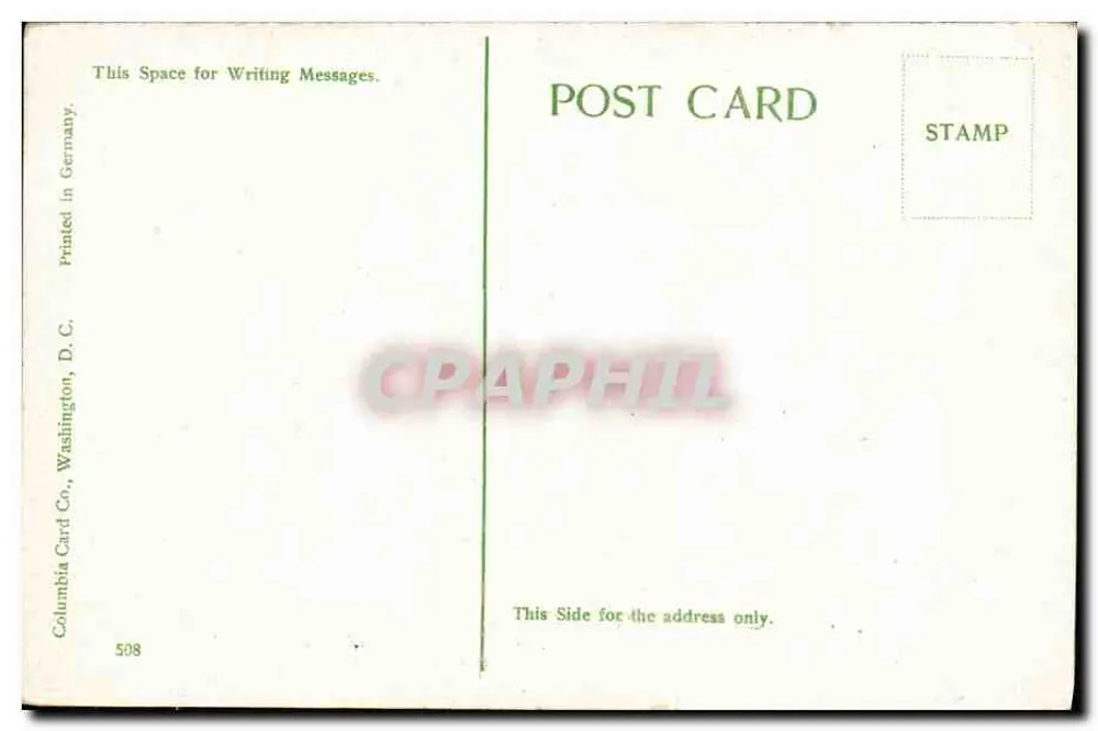 Haupt-Eingangshalle — Bibliothek des Kongresses — Columbia Card Co. n°508 - Rückseite