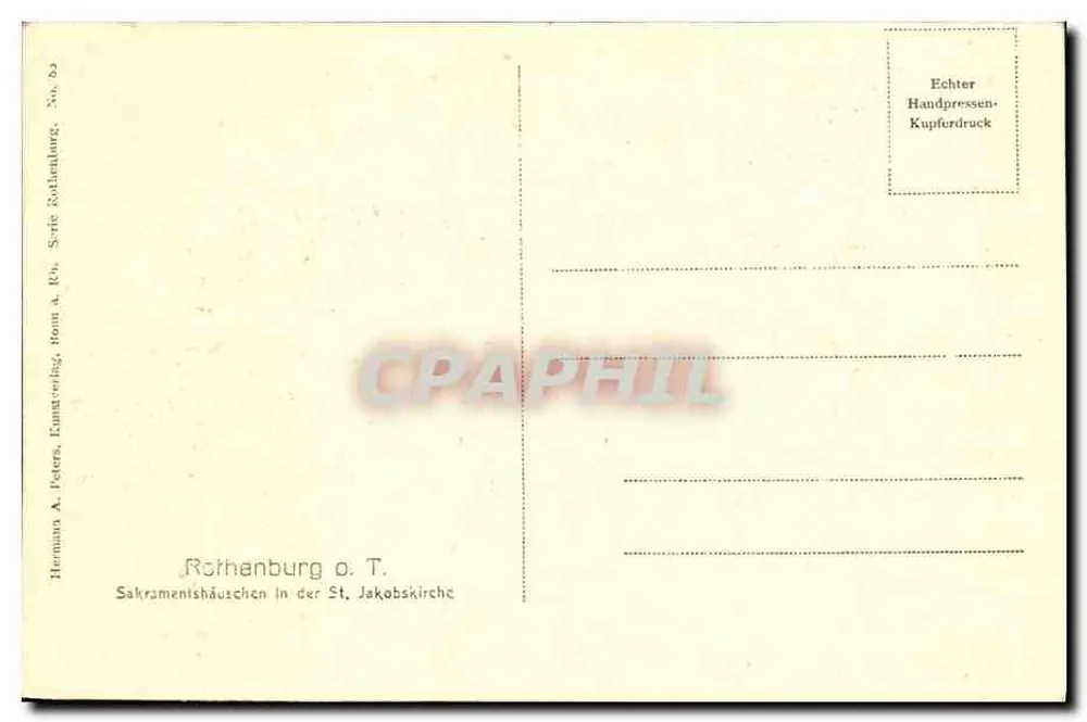 Sakramentshäuschen na Igreja de São Jacó — Rothenburg o.T. — Hermann A. Peters, Kunst-Druck, Rothenburg o.T., Nr. 52 - Verso