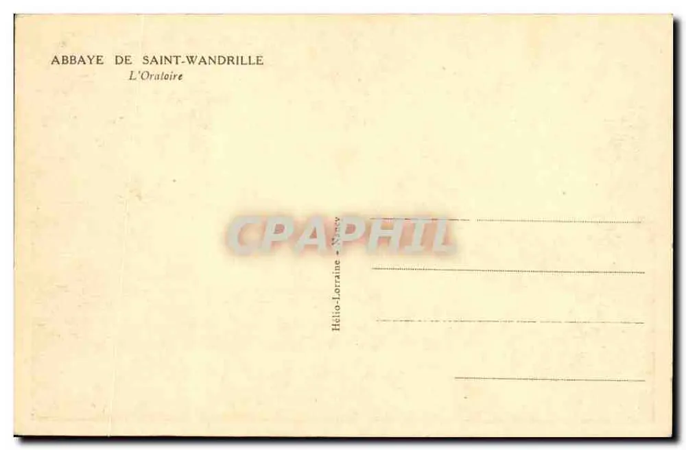 Abadia de Saint-Wandrille — A Oratória — Editor Hélio-Lorraine, Nancy - Verso