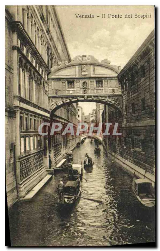 Veneza – O Ponte dei Sospiri — vista do canal com gôndolas - Frente