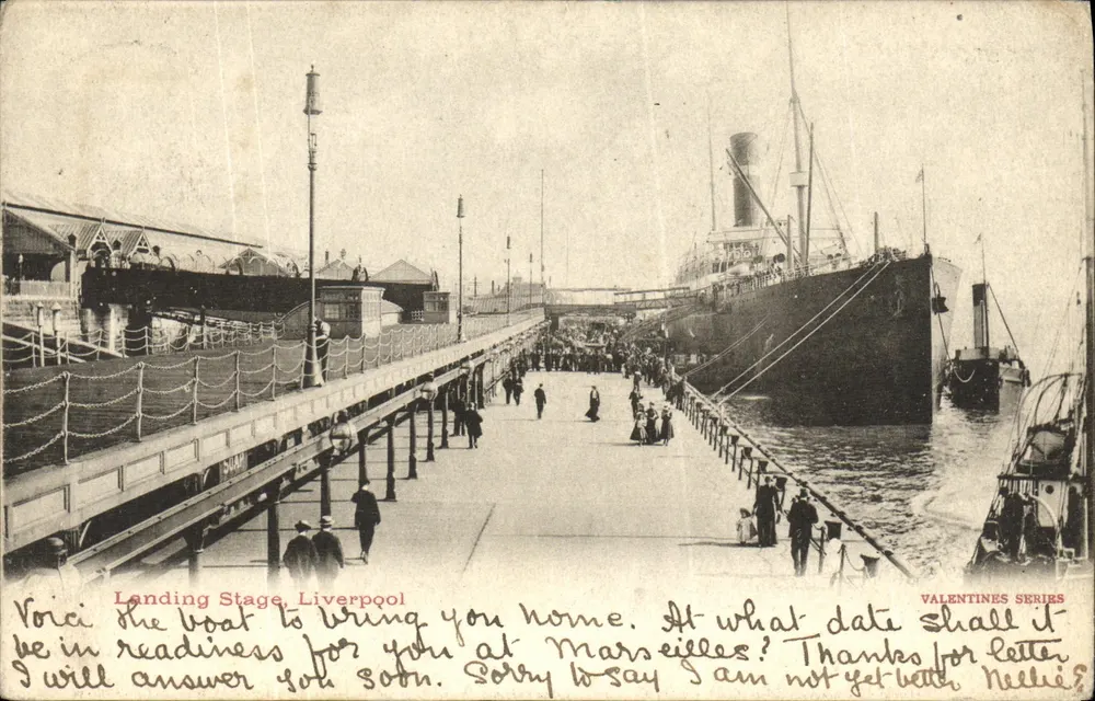 Aanlegsteiger, Liverpool — havenlandschap met schip — Serie Valentine - Voorkant