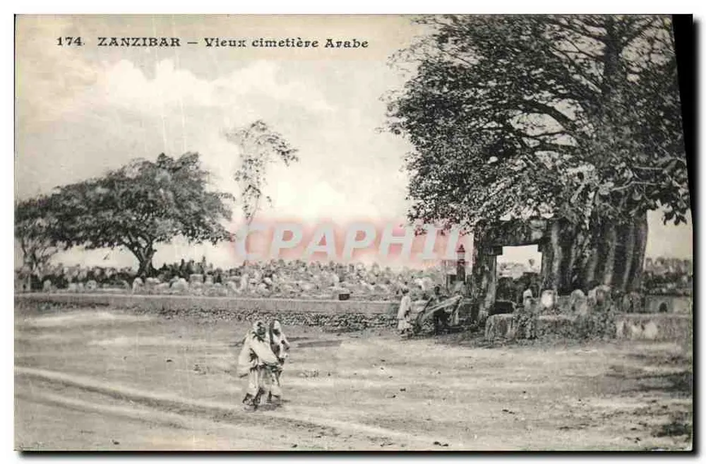 Zanzibar — Viejo cementerio árabe — Tarjeta postal antigua n°174 - Anverso