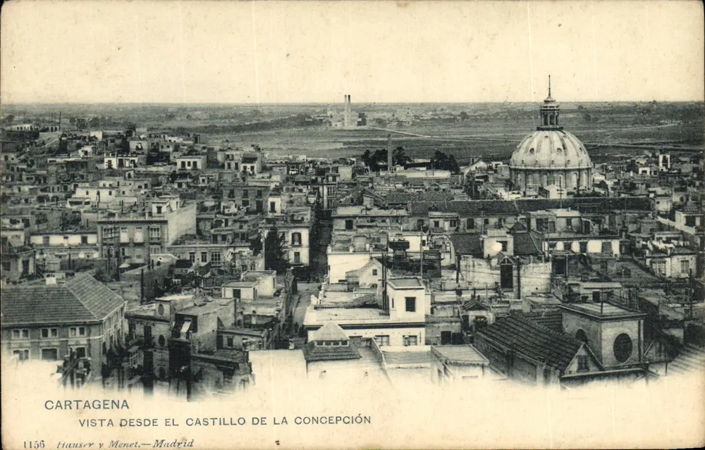 Cartagena — Blick vom Schloss der Konzeption — Hausser y Menet, Madrid, n° 1156 - Vorderseite