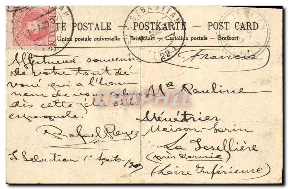 San Sebastián — Calle Hernani — editor A. S. n°5 - Verso