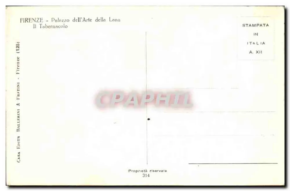 Florenz — Palazzo dell'Arte della Lana — Il Tabernacolo — Verlag Ballerini & Fratini - Rückseite