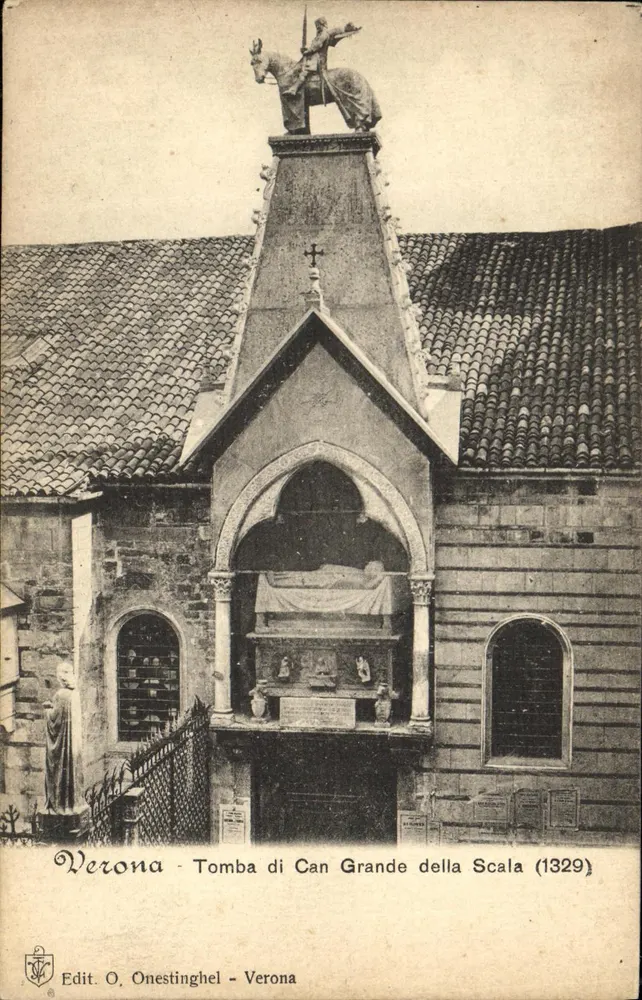 Verona - Grabmal von Can Grande della Scala (1329) — Verlag O. Onestinghel - Vorderseite