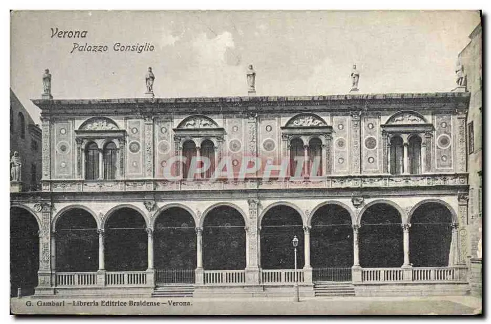 Verona — Palácio Consiglio — G. Gambari - Livraria Editora Braildense - Verona - Frente