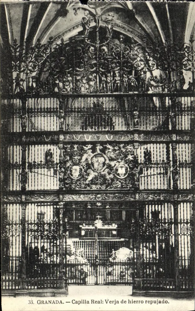 Granada — Capilla Real: Verja de hierro repujado - Frente