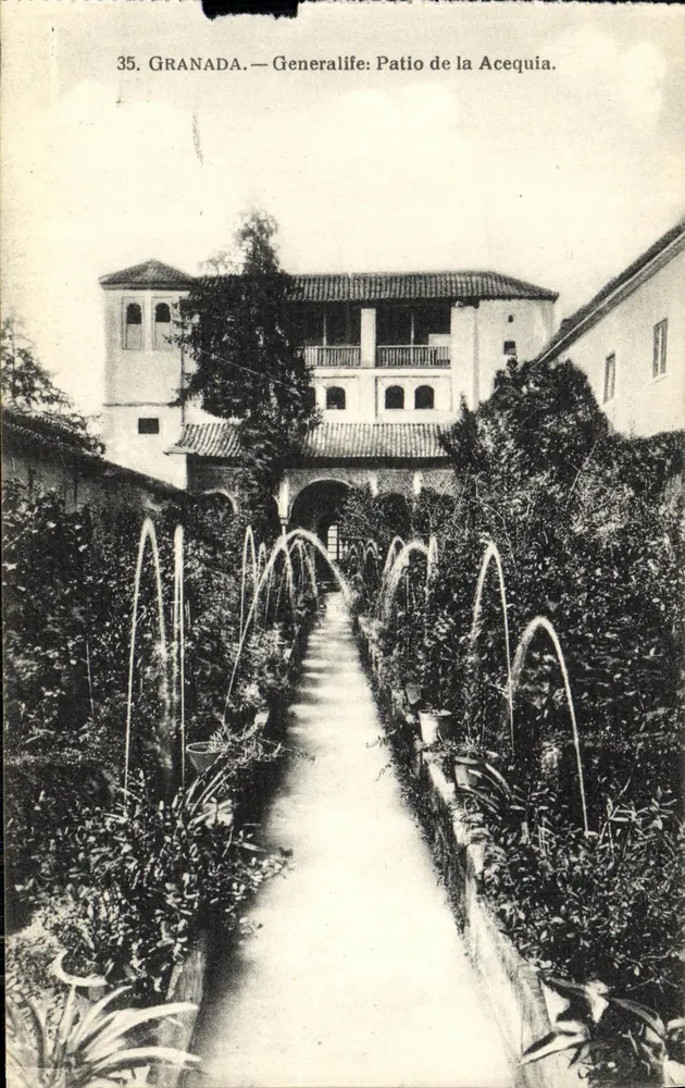 Granada — Patio de la Acequia — Generalife, uitgever Arelardo Limitado - Voorkant