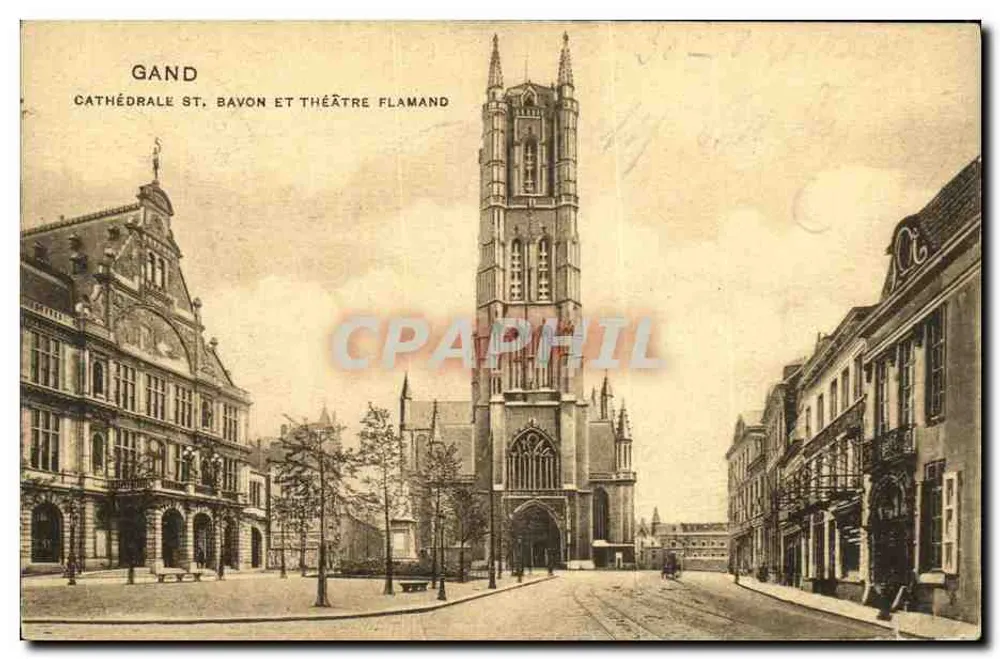 Gand — Kathedrale Saint-Bavon und Flämischer Theater — Verlag nicht sichtbar - Vorderseite