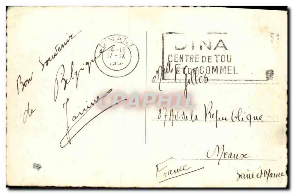 Dinant — Citadelle, Meuse e Collégiale N.-D. — editor O.L.V. n°99 - Verso