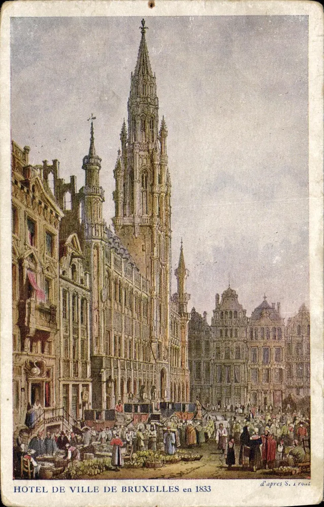 Hôtel de Ville de Bruxelles — Ansicht von 1833 — nach S. L'vaut - Vorderseite