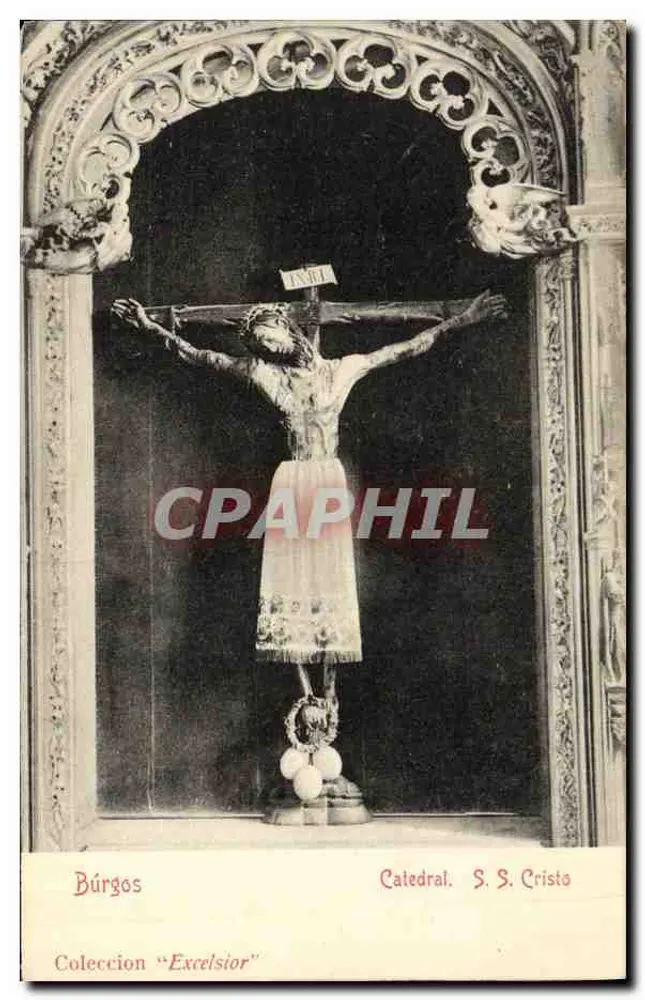 Burgos — Catedral, estátua do Cristo na cruz — Coleção 'Excelsior' - Frente