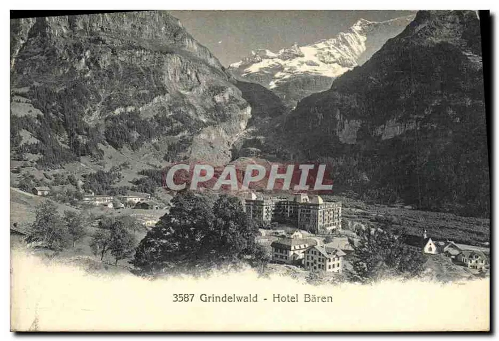 ग्रिंडेलवाल्ड - होटल बारेन — पैनोरमा दृश्य — एडिटर वेहरली A.-G., किल्चबर्ग-ज़ुरिख, क्रमांक 3587 - आगे