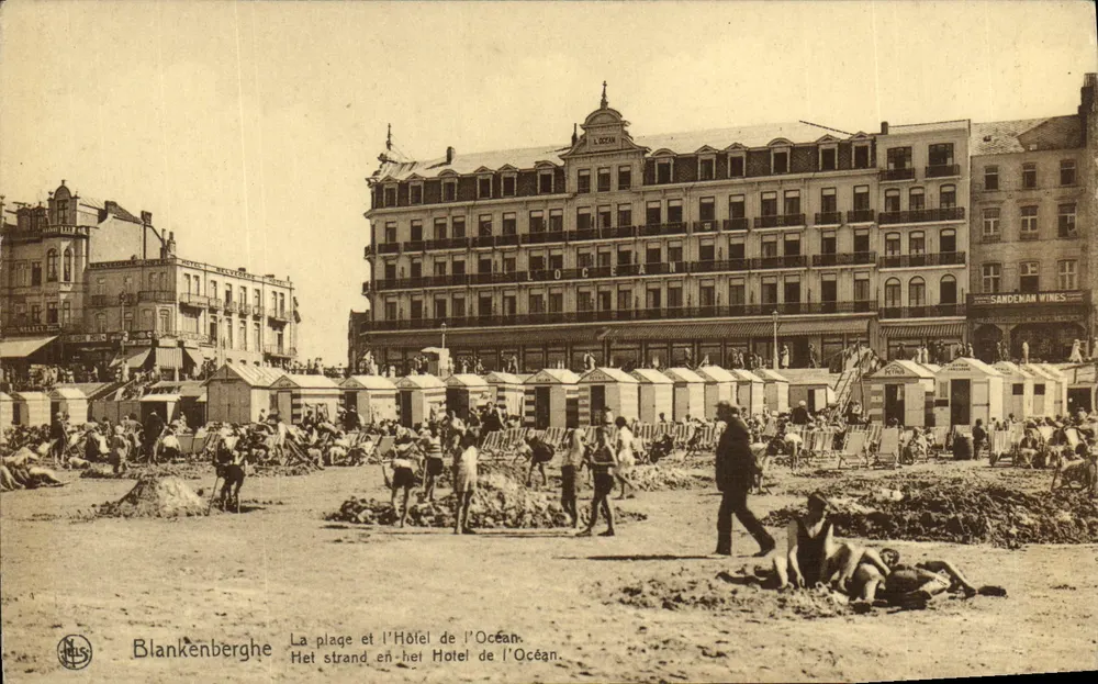 Blankenberge — A praia e o Hotel do Oceano — Editor Thill, Bruxelas, série 10, n°3 - Frente
