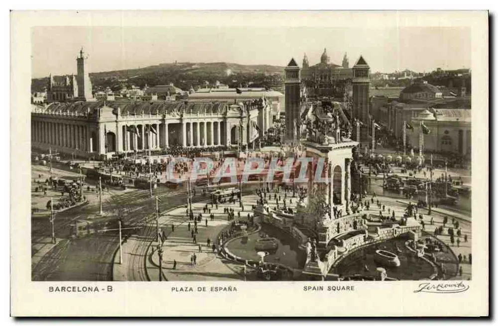 Barcelona - Plaza de España — vista aérea — Tir Ricovita - Frente