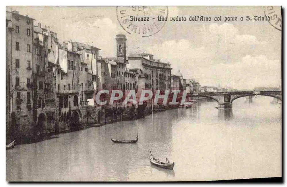 Firenze - Eine Ansicht des Arno mit der Brücke bei S. Trinità — R. Bemporad e Figlio, n° 8398 - Vorderseite