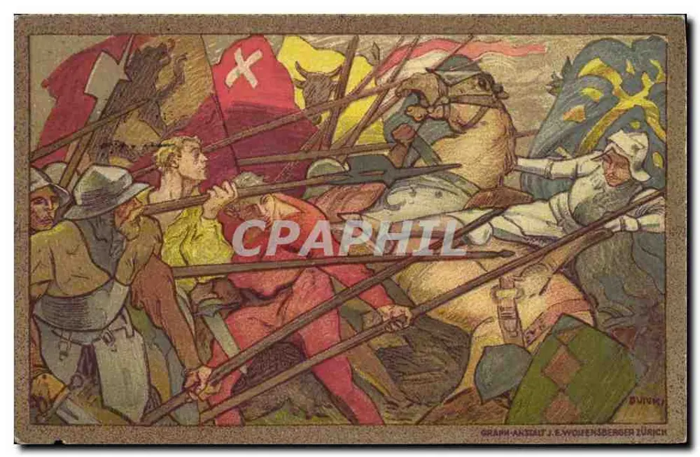 Schlacht der Schweizer Erbfolgekriege — 1911 — Graph-Anstalt J. E. Wolfensberger Zürich - Vorderseite