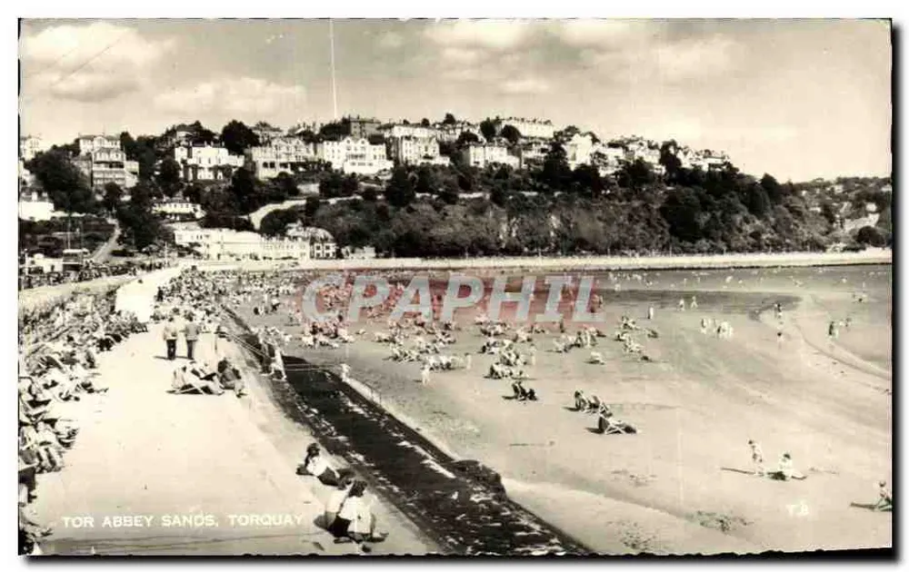 Tor Abbey Sands, Torquay — view of the beach and houses on the hill — Lansdowne Publishing Co. Ltd. - Front