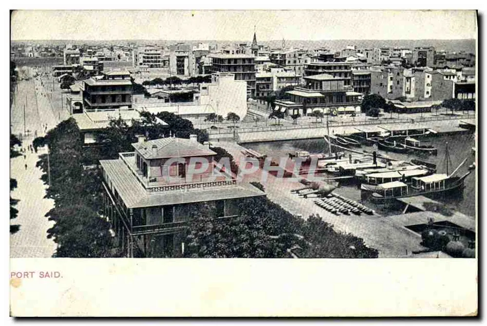 Port Said — vista do porto e dos edifícios — Lichtenstern & Hapari, Caire, n° 15 - Frente
