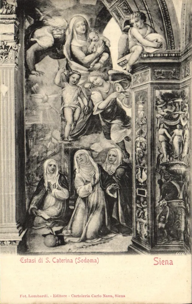 Estasi de S. Caterina (Sodoma) — Siena — Fot. Lombardi, Editor Cartoleria Carlo Nava, Siena - Frente