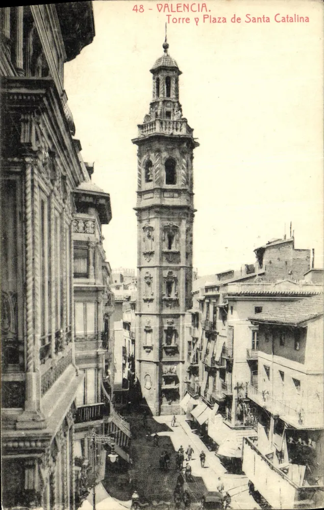 Valence - Turm und Platz von Santa Catalina — n° 48 — Phototypia Thomas, Barcelona - Vorderseite