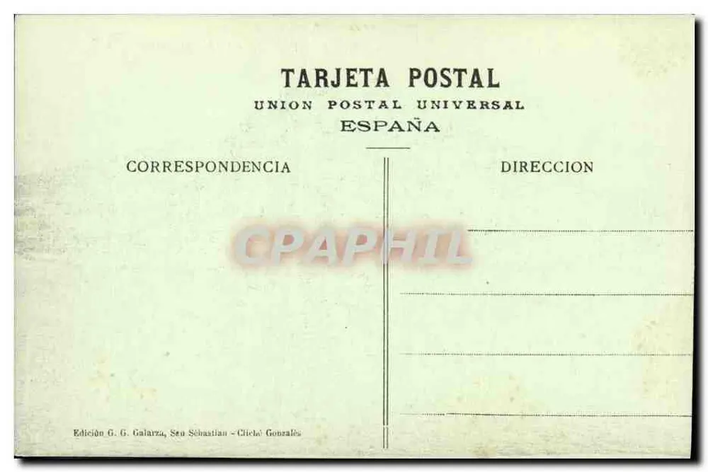 San Sebastián - El Rompe Olas — Edição G. G. Galarza, San Sebastián - Verso