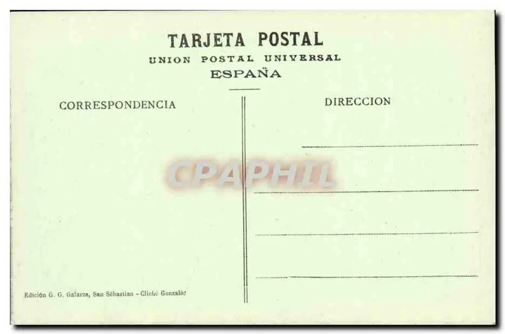 San Sebastián - Monte Ulia - La Peña del Rey — Ausgabe G. G. Galarrza, San Sebastián - Rückseite