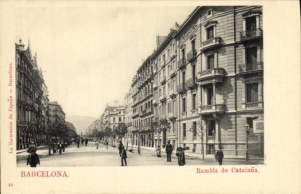 Rambla de Cataluña — Barcelona — La Ilustración de España, n° 48 - Frente