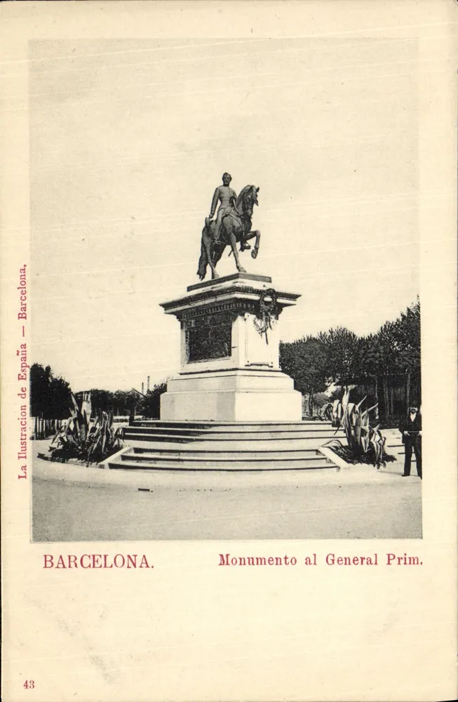 Barcelona — Monumento ao General Prim — La Ilustración de España, n° 43 - Frente