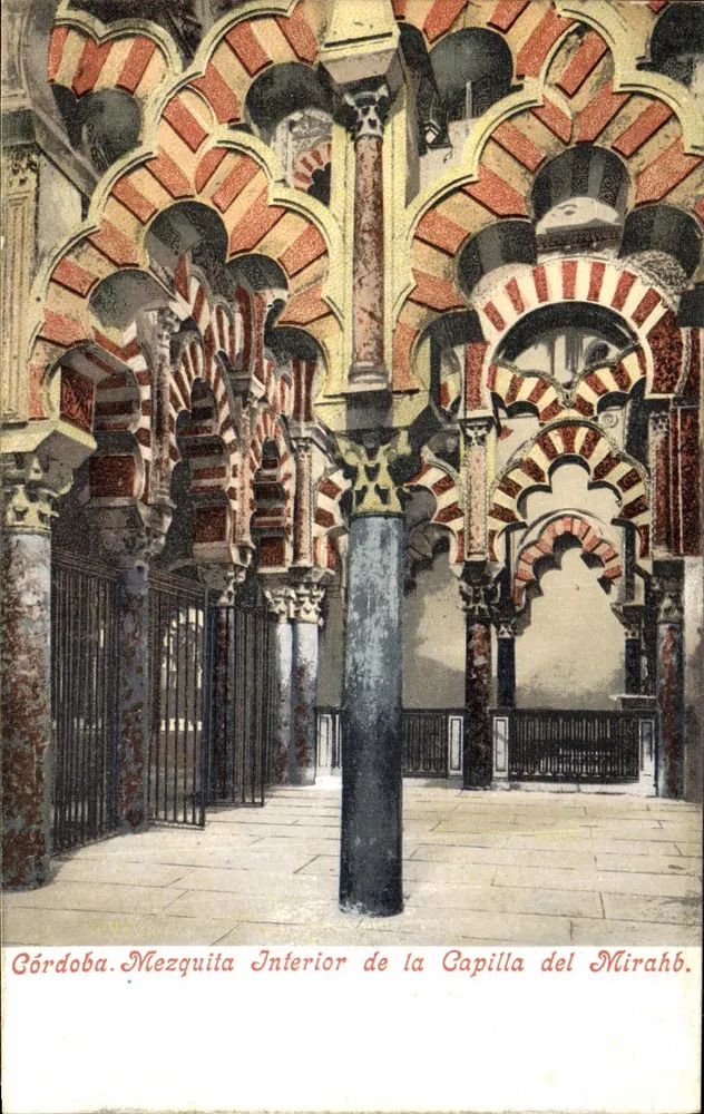 Córdoba. Mezquita — Innenansicht der Capilla del Mirahb — Purger & Co., München, Photochromiecarte 3518 - Vorderseite