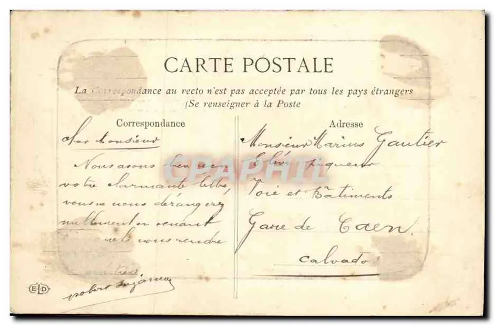 Enfant en costume local — Calvado — Éditeur E.D. (verso) - Verso