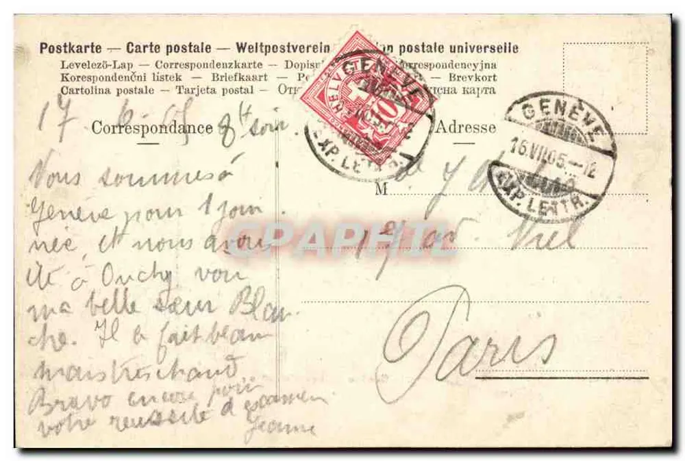 Genebra — As Garças — C.T. & Cie. à G. n°128 - Verso